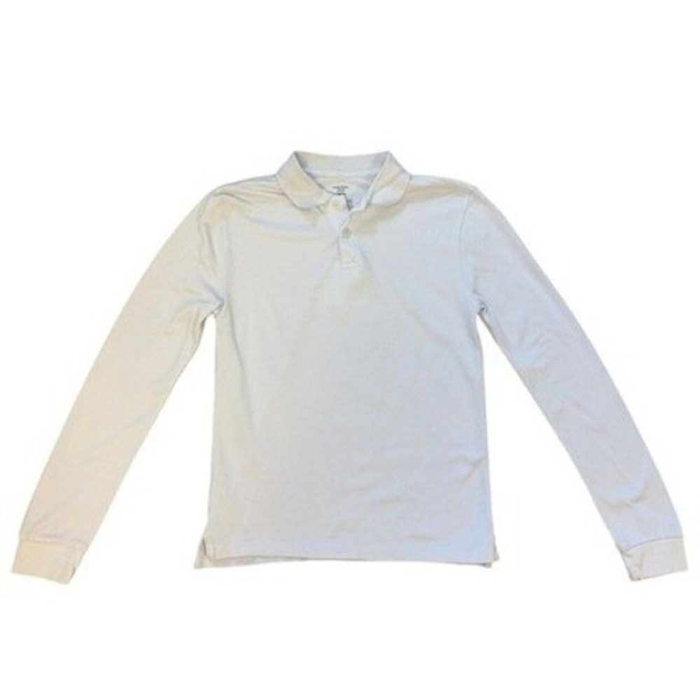 Nordstrom Long-Sleeve boys Polo Shirt light gray size 10-12 preppy old money